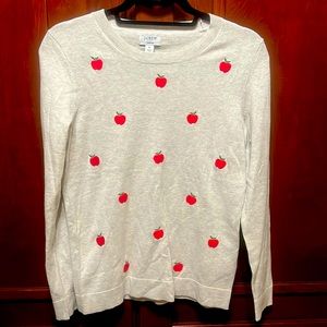 J. Crew teddie sweater embroidered apples sz S